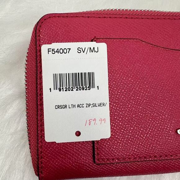 Coach Long Accordion Zip-around Wallet In Leather/Pink Magenta F54007 NWT - Picture 5 of 5